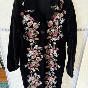 JOHNNY WAS EMBROIDERED VELVET COAT